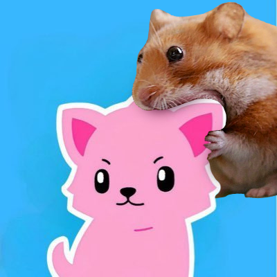 Hamster with pink cat
